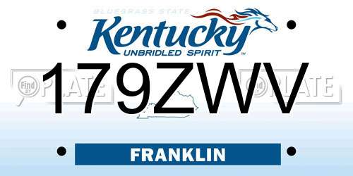 179ZWV Kentucky License Plate