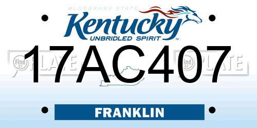17AC407 Kentucky License Plate