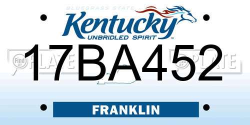 17BA452 Kentucky License Plate