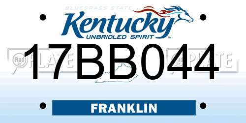 17BB044 Kentucky License Plate