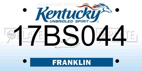 17BS044 Kentucky License Plate