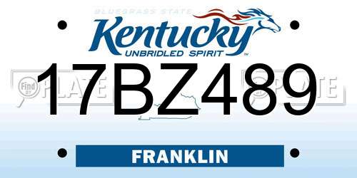 17BZ489 Kentucky License Plate