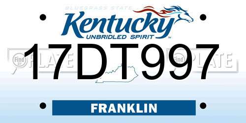 17DT997 Kentucky License Plate