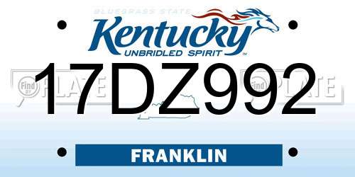 17DZ992 Kentucky License Plate