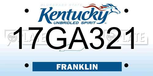 17GA321 Kentucky License Plate