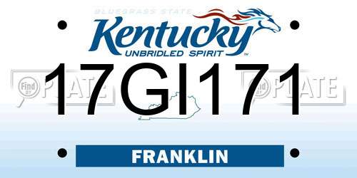17GI171 Kentucky License Plate