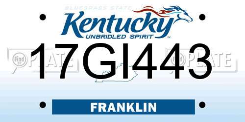 17GI443 Kentucky License Plate