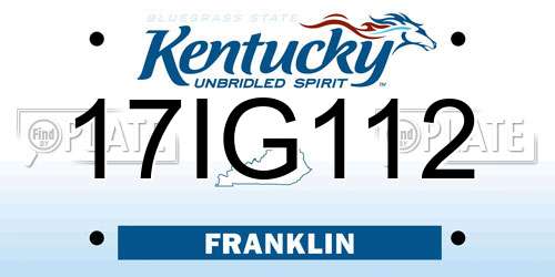17IG112 Kentucky License Plate