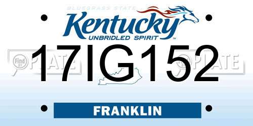 17IG152 Kentucky License Plate