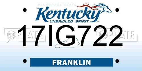 17IG722 Kentucky License Plate