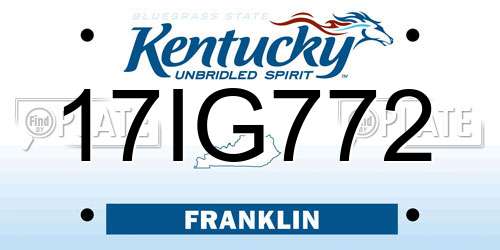 17IG772 Kentucky License Plate