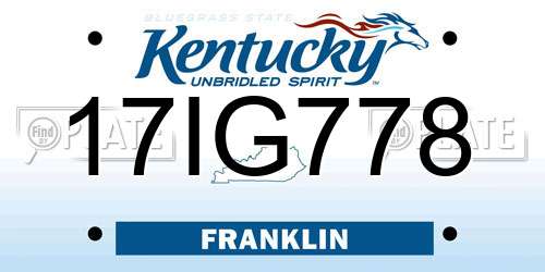 17IG778 Kentucky License Plate