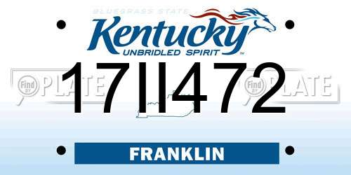 17II472 Kentucky License Plate