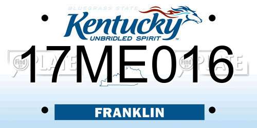 17ME016 Kentucky License Plate