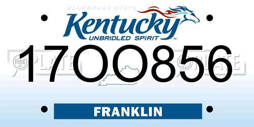 17OO856 Kentucky License Plate