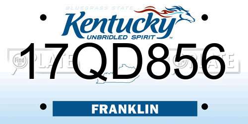 17QD856 Kentucky License Plate