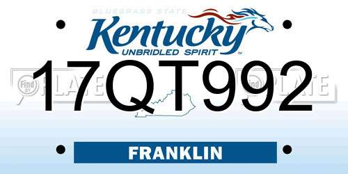 17QT992 Kentucky License Plate