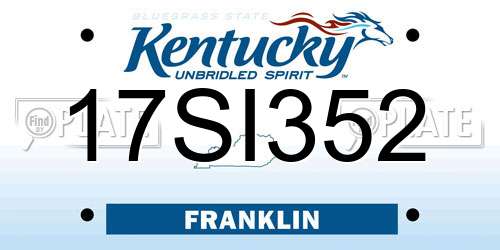 17SI352 Kentucky License Plate