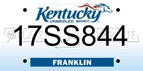 17SS844 Kentucky License Plate
