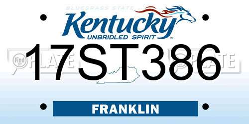 17ST386 Kentucky License Plate