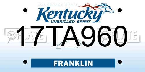 17TA960 Kentucky License Plate