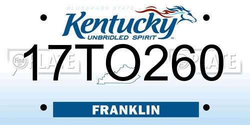 17TO260 Kentucky License Plate