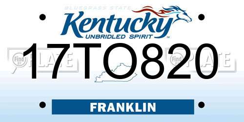 17TO820 Kentucky License Plate