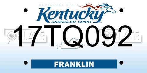 17TQ092 Kentucky License Plate
