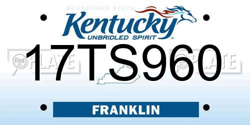 17TS960 Kentucky License Plate