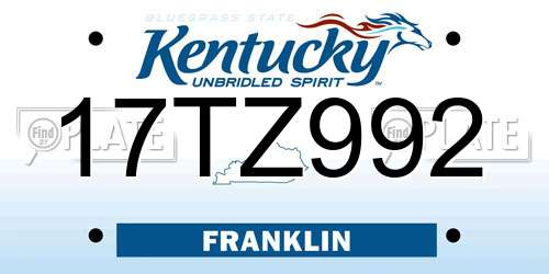 17TZ992 Kentucky License Plate