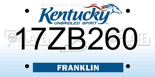 17ZB260 Kentucky License Plate