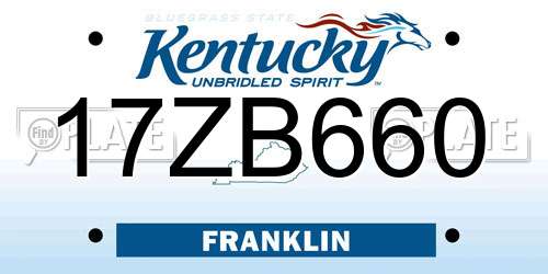17ZB660 Kentucky License Plate
