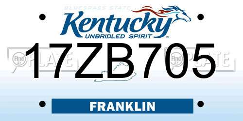 17ZB705 Kentucky License Plate