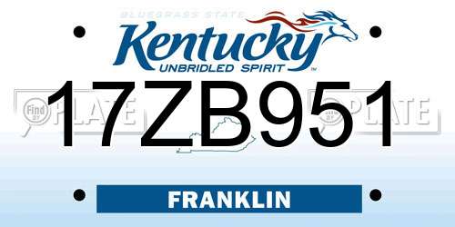 17ZB951 Kentucky License Plate