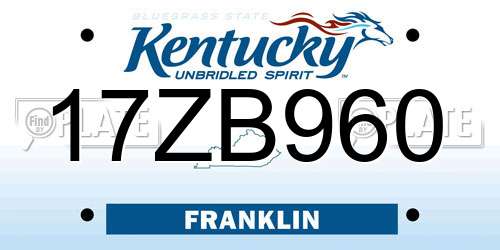 17ZB960 Kentucky License Plate