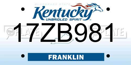 17ZB981 Kentucky License Plate