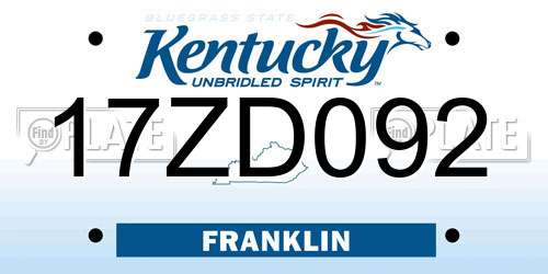 17ZD092 Kentucky License Plate
