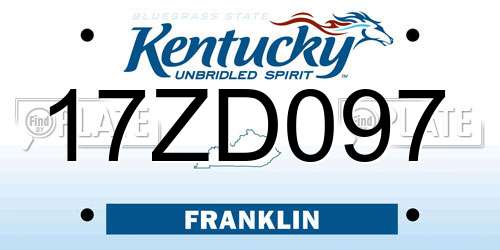 17ZD097 Kentucky License Plate