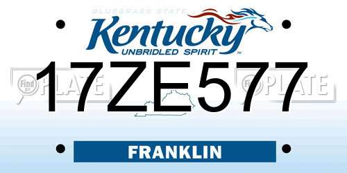 17ZE577 Kentucky License Plate