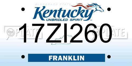 17ZI260 Kentucky License Plate
