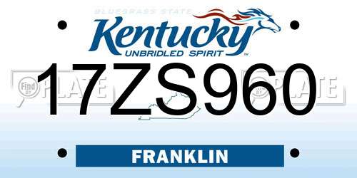 17ZS960 Kentucky License Plate