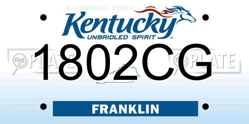 1802CG Kentucky License Plate