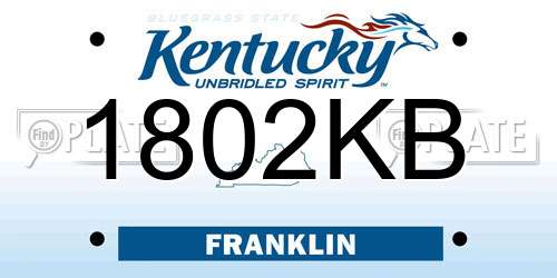 1802KB Kentucky License Plate