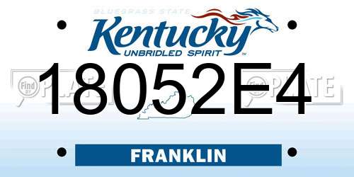 18052E4 Kentucky License Plate