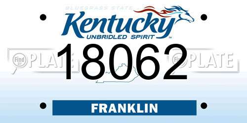 18062 Kentucky License Plate
