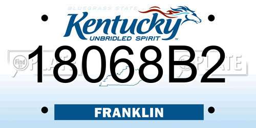 18068B2 Kentucky License Plate