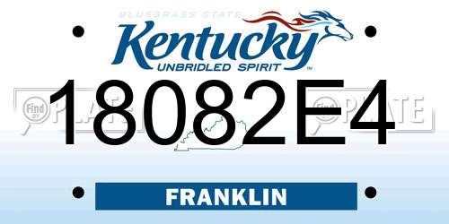18082E4 Kentucky License Plate
