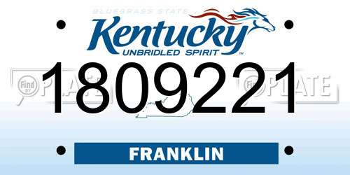 1809221 Kentucky License Plate