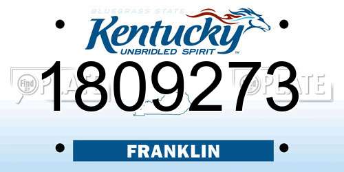 1809273 Kentucky License Plate