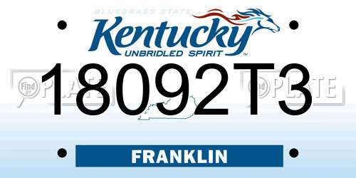 18092T3 Kentucky License Plate